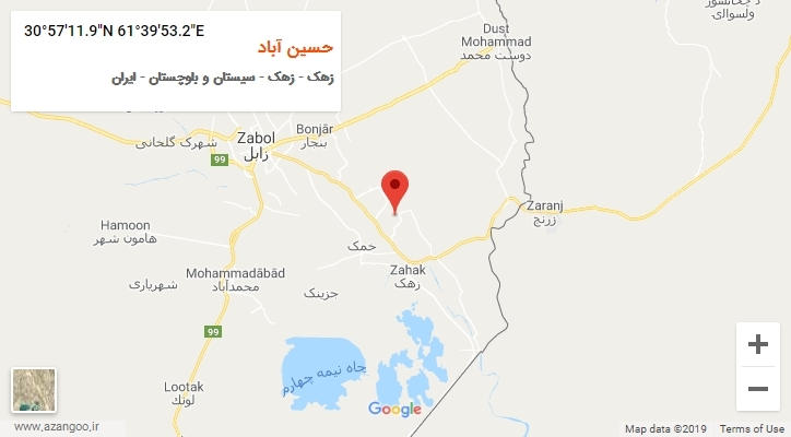 روستای حسین آباد بر روی نقشه