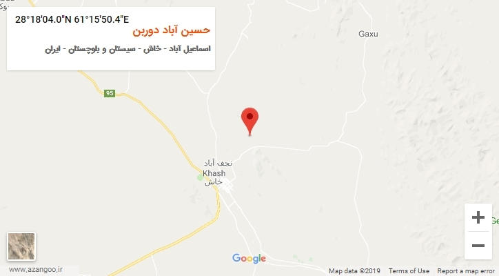 روستای حسین آباد دوربن بر روی نقشه