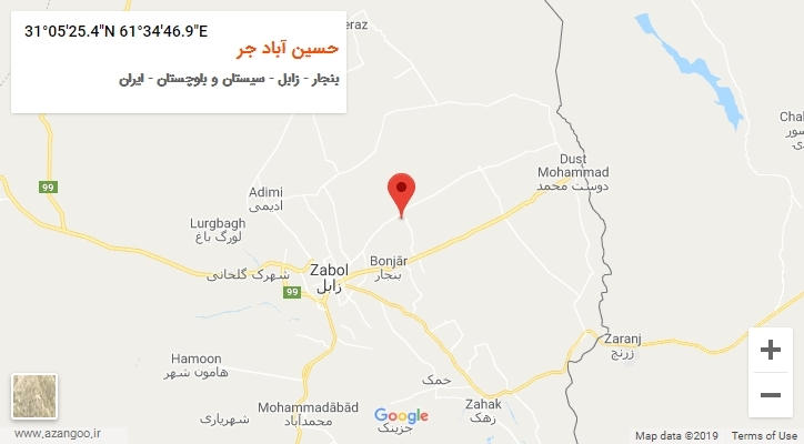 روستای حسین آباد جر بر روی نقشه