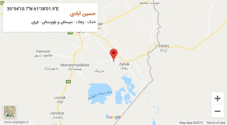 روستای حسین آبادی بر روی نقشه