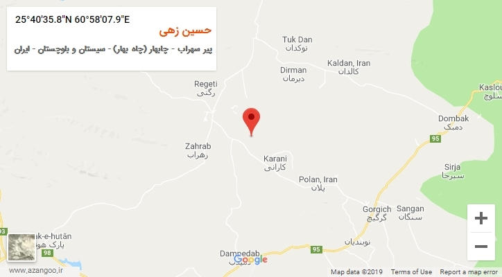 روستای حسین زهی بر روی نقشه