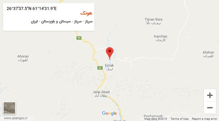 روستای هونک بر روی نقشه