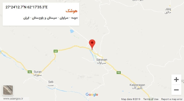 روستای هوشک بر روی نقشه