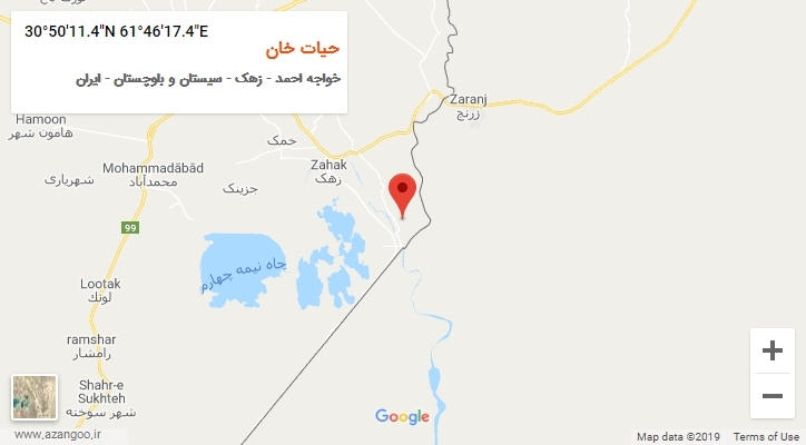 روستای حیات خان بر روی نقشه