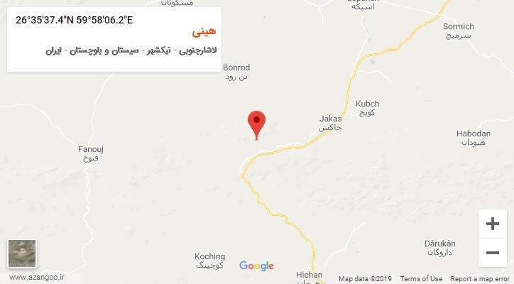روستای هینی بر روی نقشه