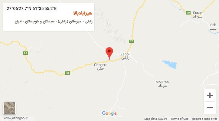 روستای هیزآبادبالا بر روی نقشه