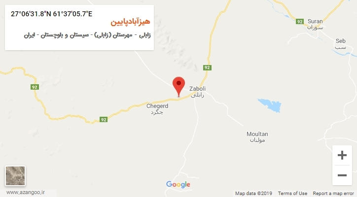روستای هیزآبادپایین بر روی نقشه