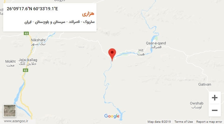 روستای هزاری بر روی نقشه