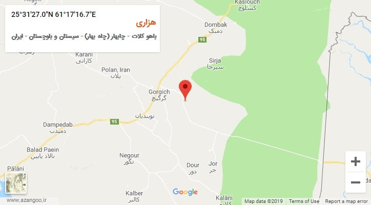 روستای هزاری بر روی نقشه
