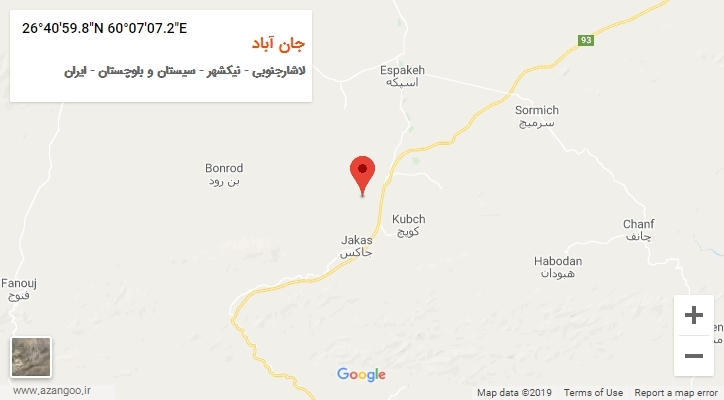 روستای جان آباد بر روی نقشه