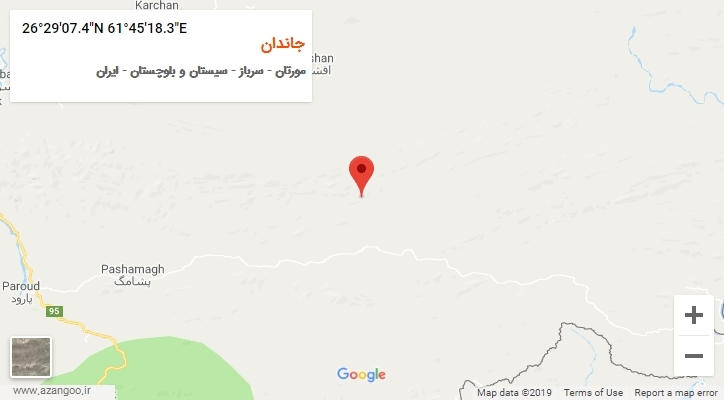 روستای جاندان بر روی نقشه