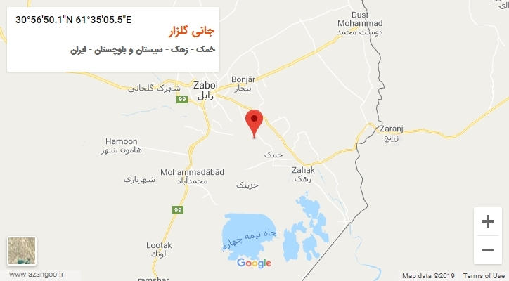 روستای جانی گلزار بر روی نقشه