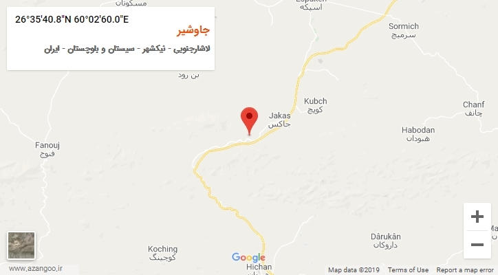 روستای جاوشیر بر روی نقشه