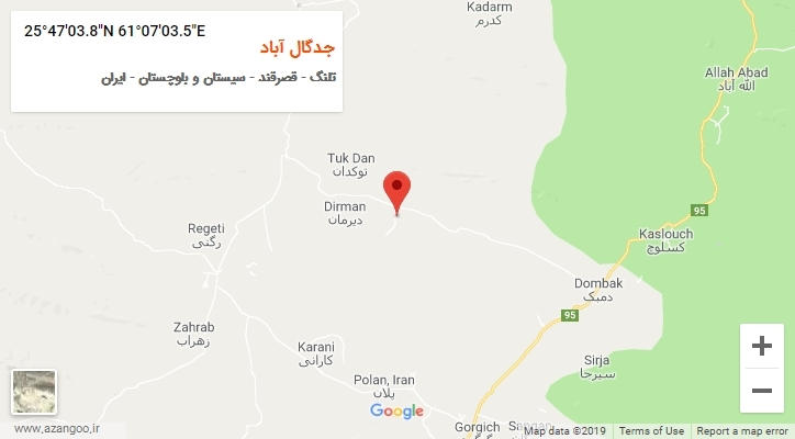 روستای جدگال آباد بر روی نقشه