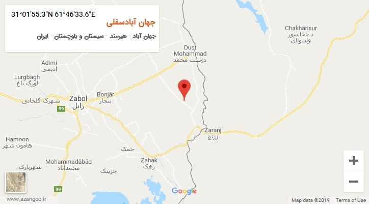 روستای جهان آبادسفلی بر روی نقشه