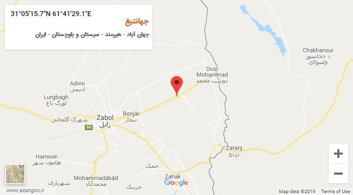 روستای جهانتیغ بر روی نقشه