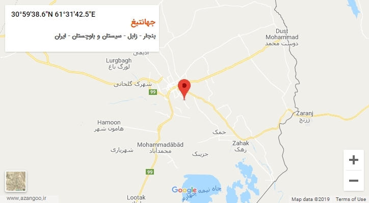 روستای جهانتیغ بر روی نقشه