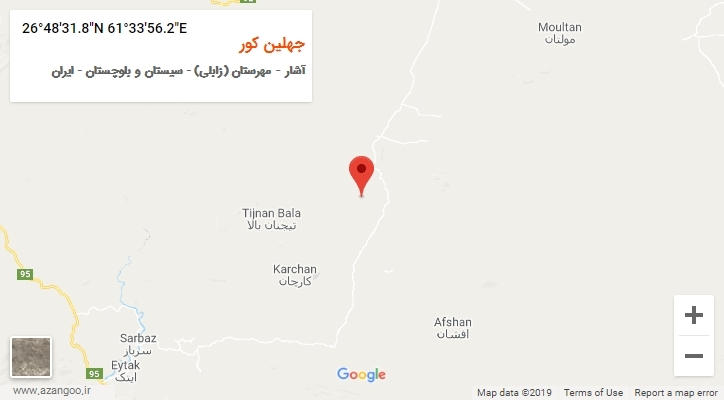 روستای جهلین کور بر روی نقشه