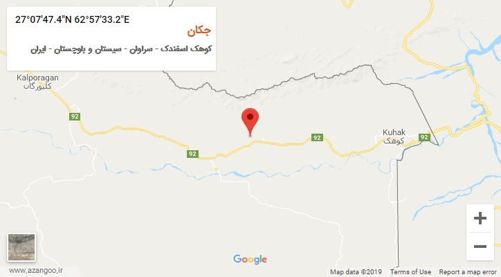 روستای جکان بر روی نقشه