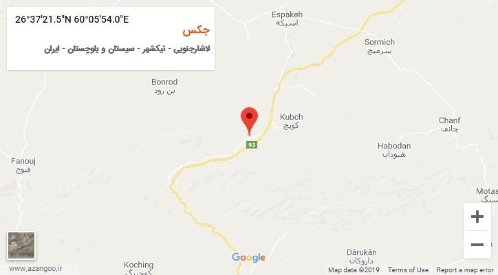 روستای جکس بر روی نقشه