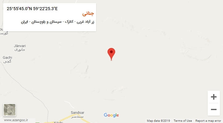 روستای جنانی بر روی نقشه
