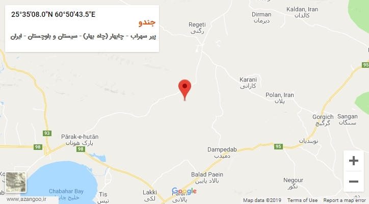 روستای جندو بر روی نقشه