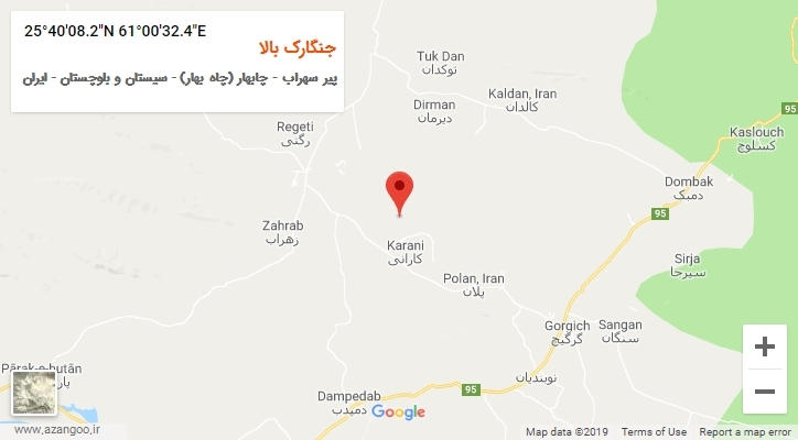 روستای جنگارک بالا بر روی نقشه