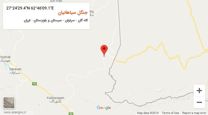 روستای جنگل سیاهانیان بر روی نقشه