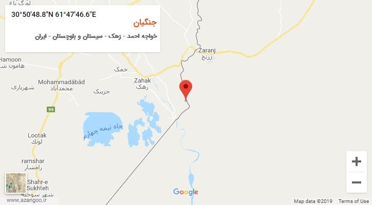 روستای جنگیان بر روی نقشه