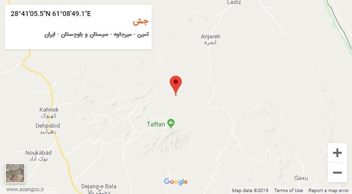 روستای جش بر روی نقشه