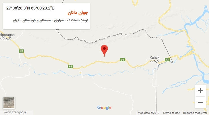 روستای جوان دانان بر روی نقشه