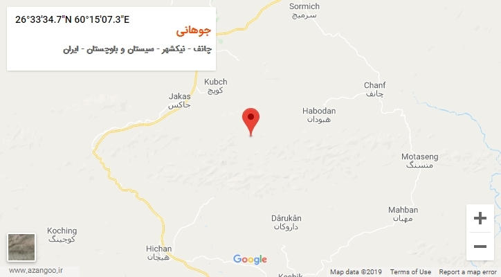 روستای جوهانی بر روی نقشه