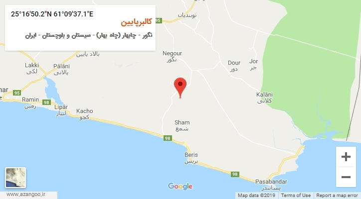 روستای کالبرپایین بر روی نقشه