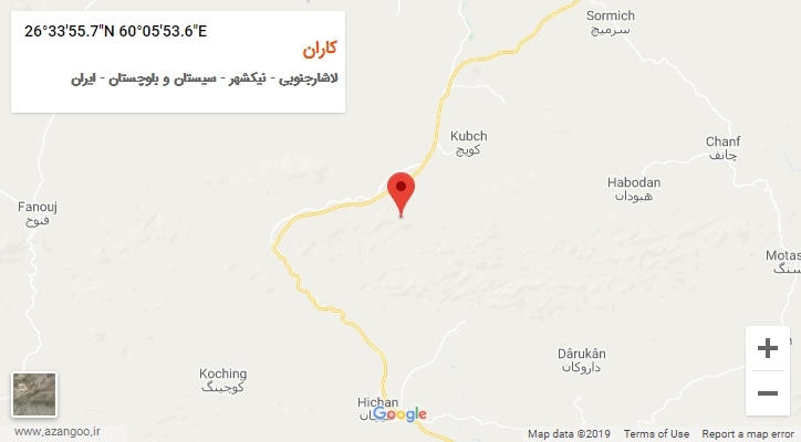 روستای کاران بر روی نقشه