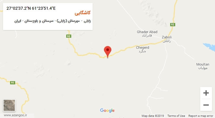 روستای کاشگایی بر روی نقشه