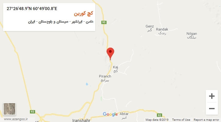 روستای کچ کورین بر روی نقشه