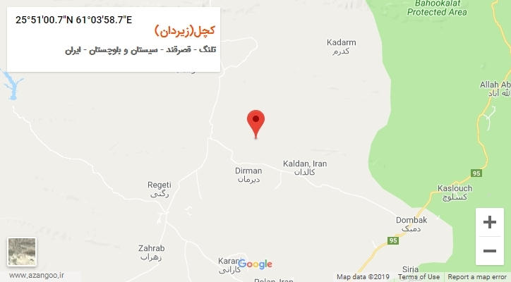 روستای کچل(زیردان) بر روی نقشه