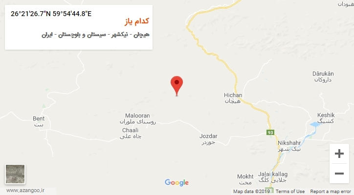 روستای کدام یاز بر روی نقشه