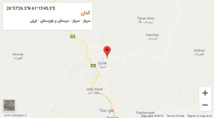 روستای کدان بر روی نقشه