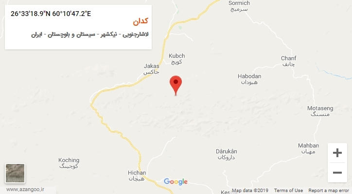 روستای کدان بر روی نقشه