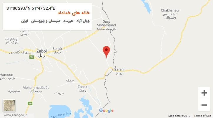 روستای خانه های خداداد بر روی نقشه