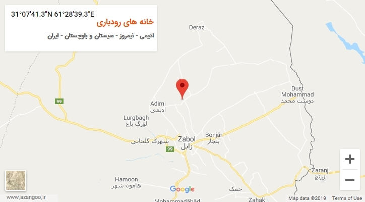 روستای خانه های رودباری بر روی نقشه