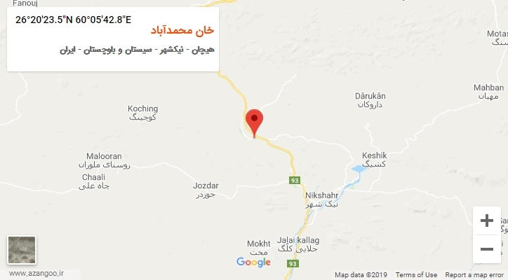 روستای خان محمدآباد بر روی نقشه