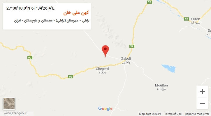 روستای کهن علی خان بر روی نقشه