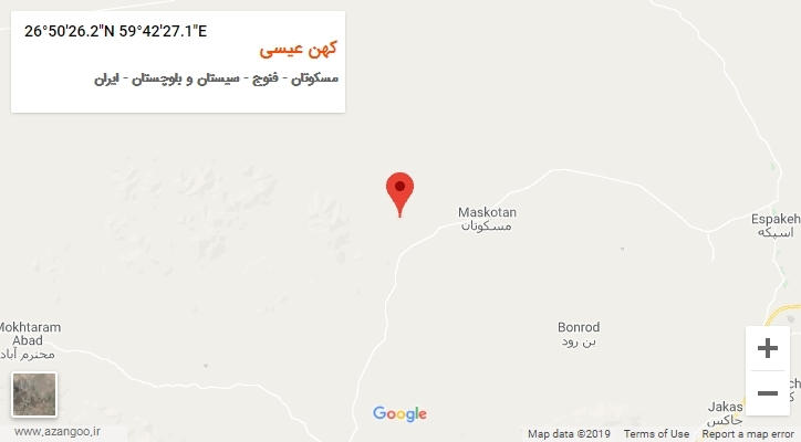 روستای کهن عیسی بر روی نقشه