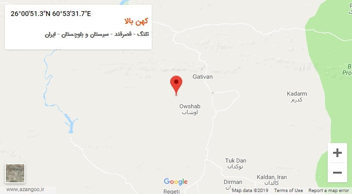 روستای کهن بالا بر روی نقشه