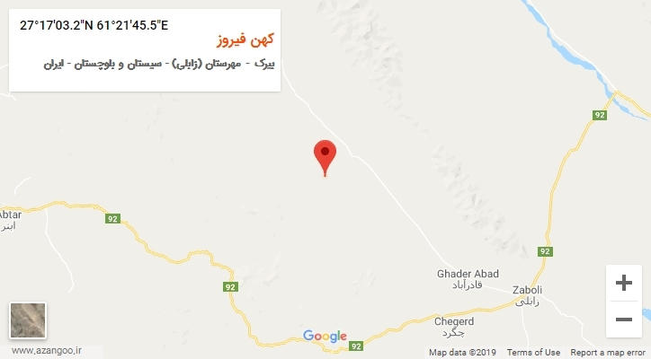 روستای کهن فیروز بر روی نقشه