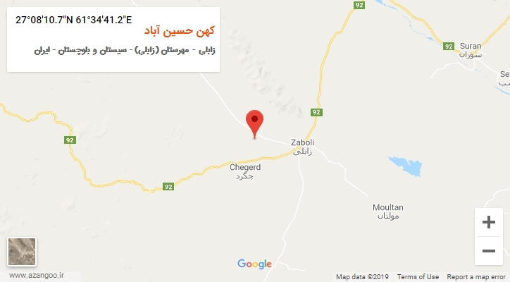 روستای کهن حسین آباد بر روی نقشه