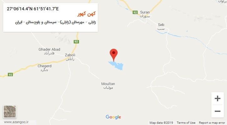 روستای کهن کهور بر روی نقشه