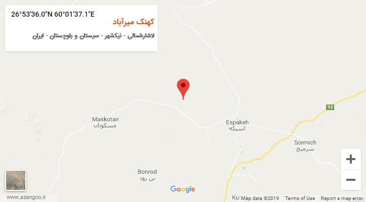 روستای کهنک میرآباد بر روی نقشه